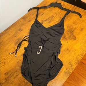 Y2K Baja Blue Black Swimsuit Size 8